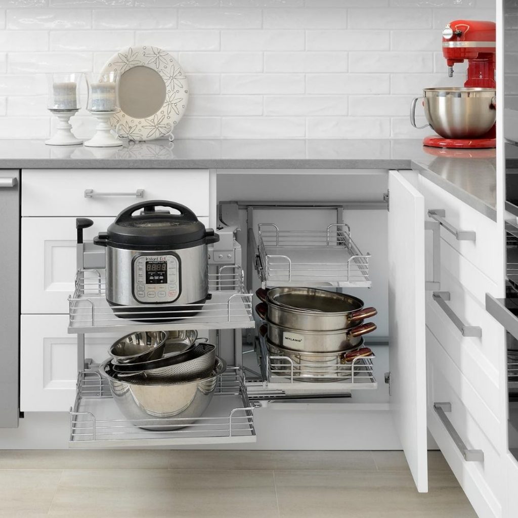 Kitchen Dish Storage Rack With Homemade Drawer Type Pull-out